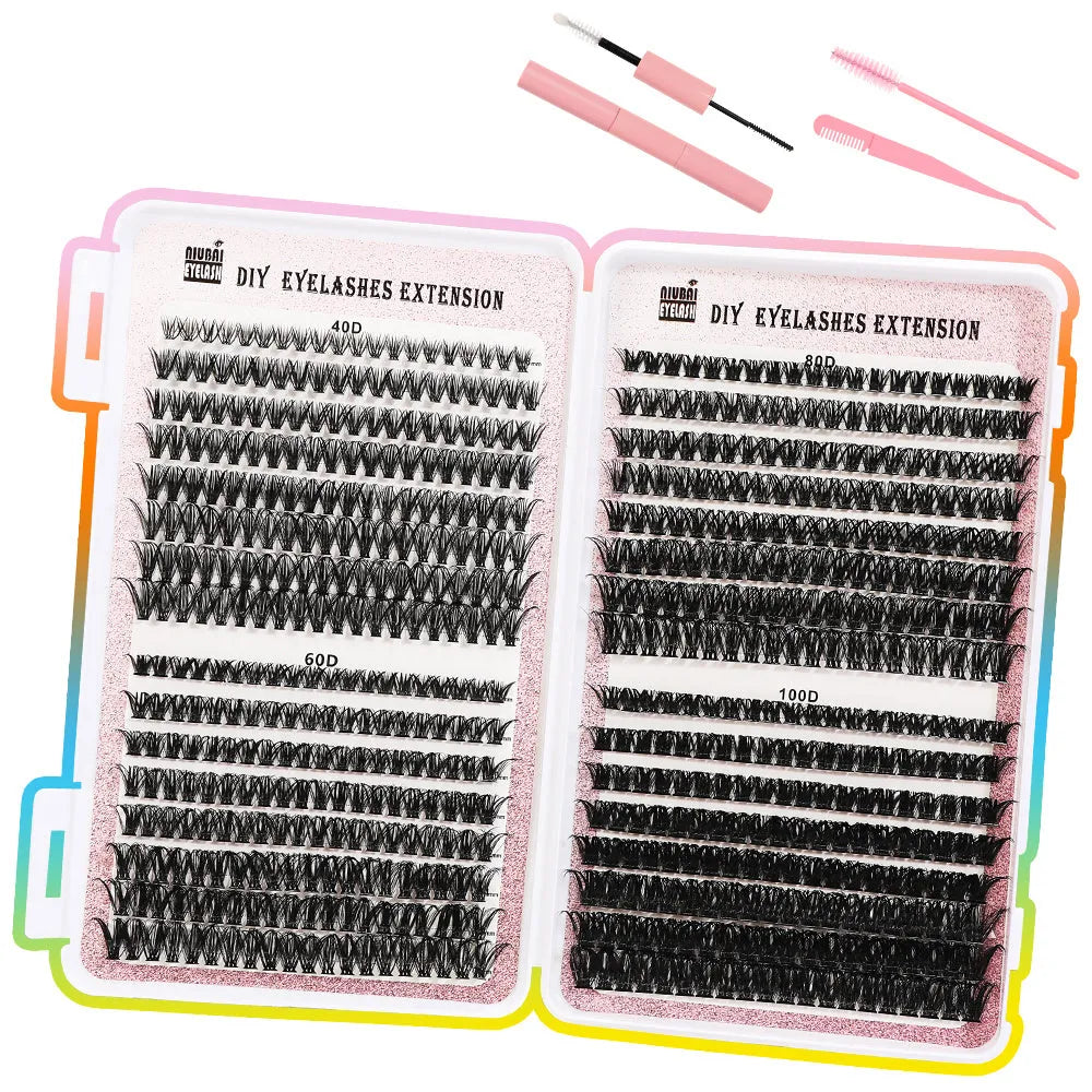 32 rows of eyelashes book cluster 640 segmented lashes set with Style1 and Style2 options