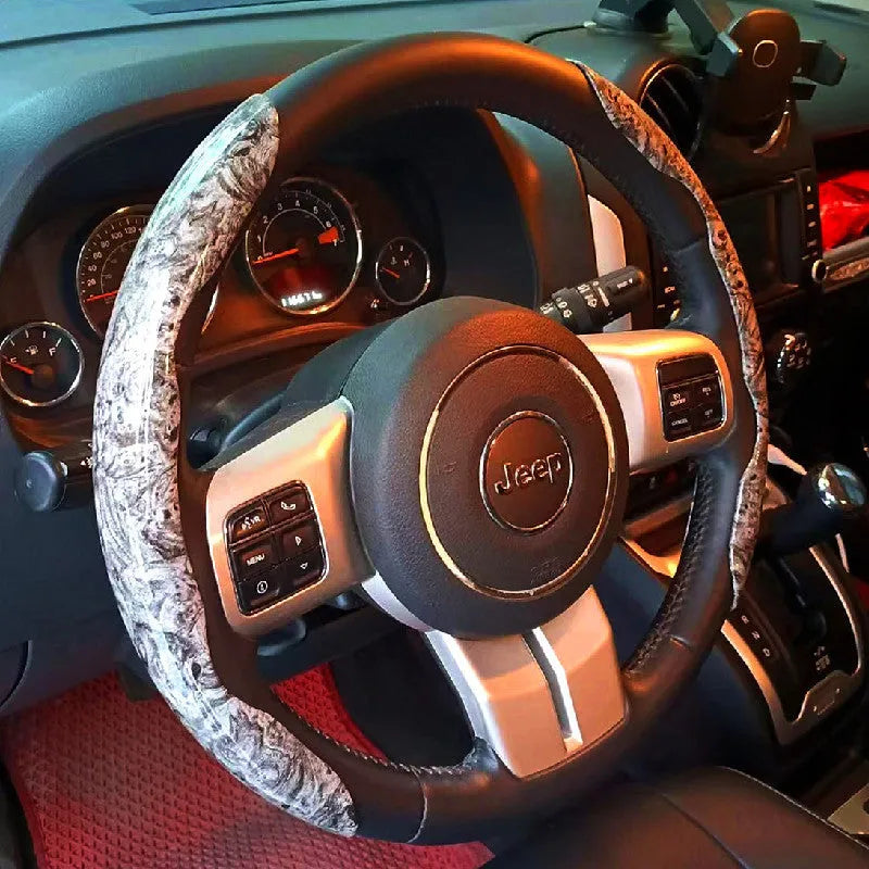 Artificial leather steering wheel sleeve with peach wood grain pattern for 38cm diameter steering wheels