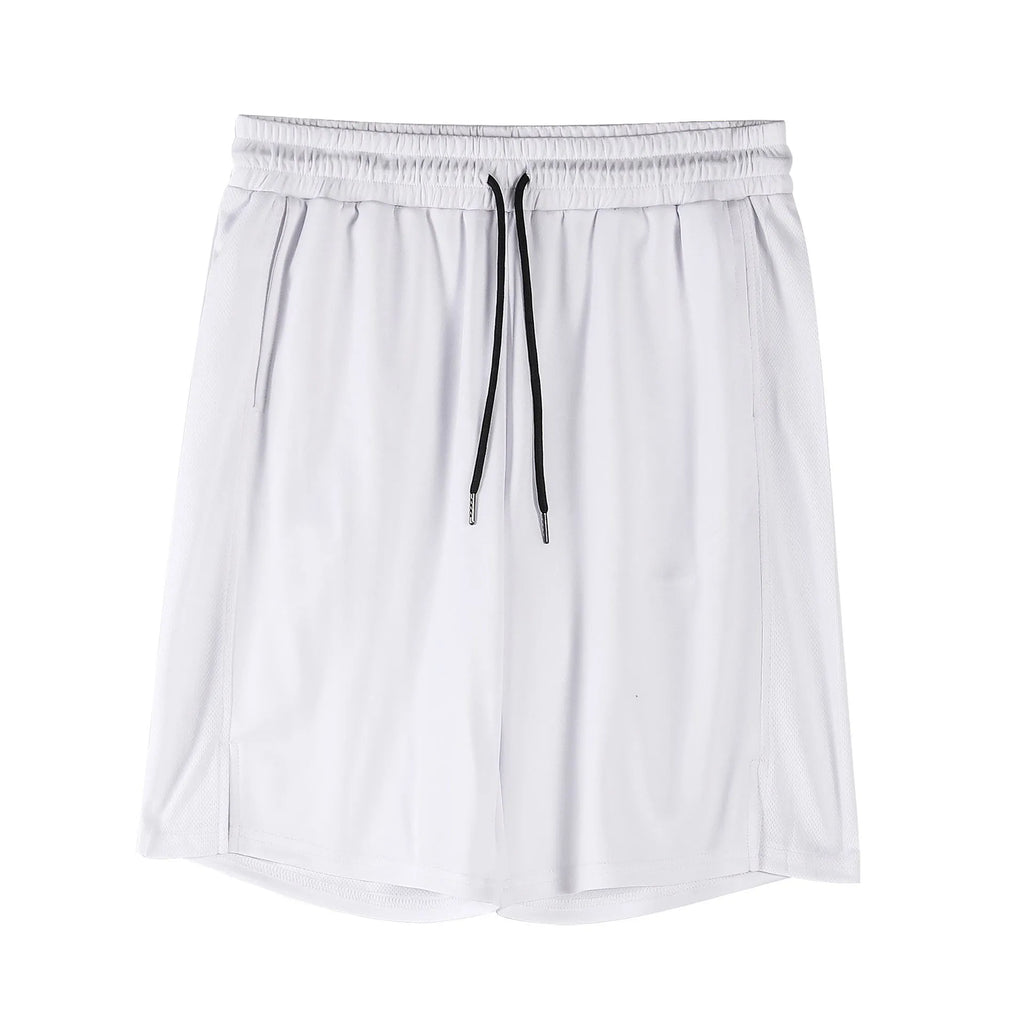 Men's black quick-drying mesh shorts with loose capri pants fit and mid-waist design