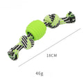 Blue molar-shaped dog chew toy with natural fibre ropes for dental cleaning