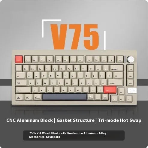 Chidu V75 aluminum mechanical keyboard with 81 keys and RGB lighting in a metal shell