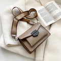 Vintage PU crossbody bag in black, shown with measurements and internal polyester lining
