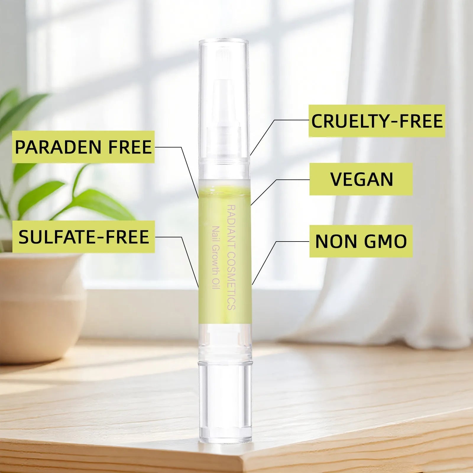 3ml nail growth treatment oil bottle with application brush for wash-free nail care