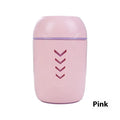 Round white portable air purifier with USB cable for car, desktop and small room use