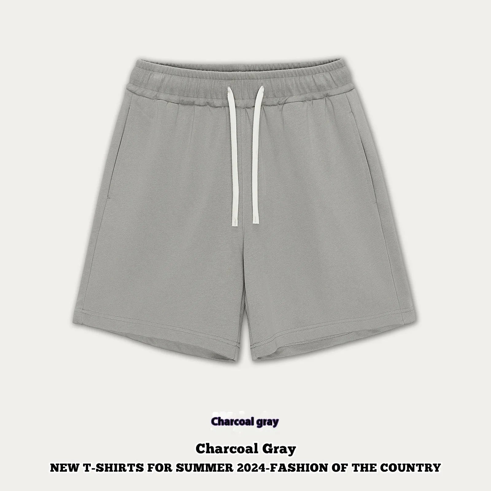 Casual cotton denim shorts for a baby boy or girl in a loose fit, shown in khaki colour.