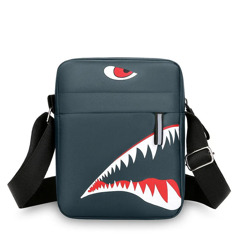 Men's small casual crossbody shoulder bag in Oxford cloth with animal print pattern