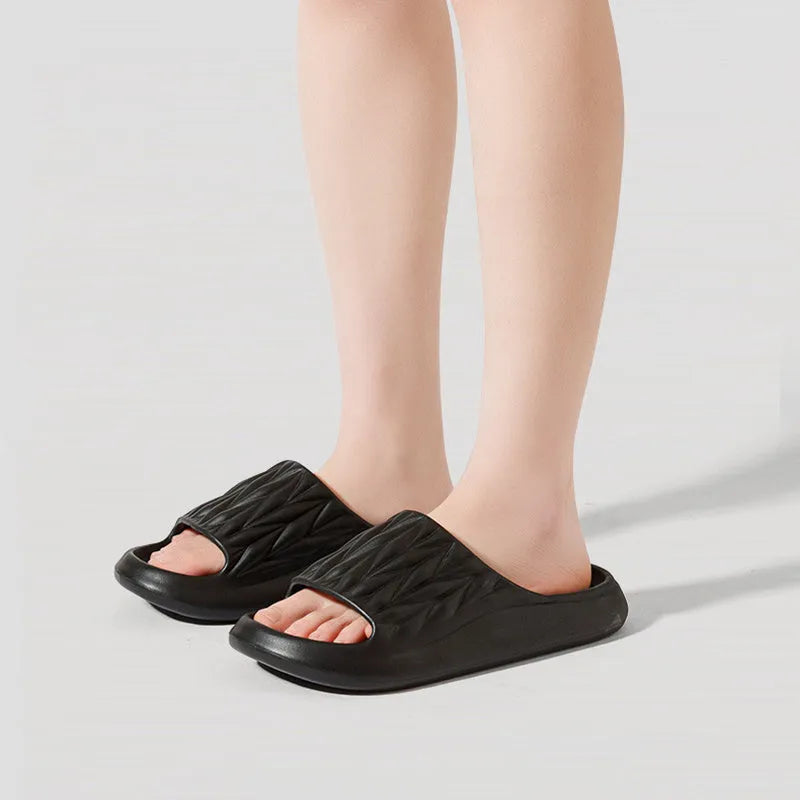 Leaf texture design EVA household slippers with non-slip soles in multiple colour options