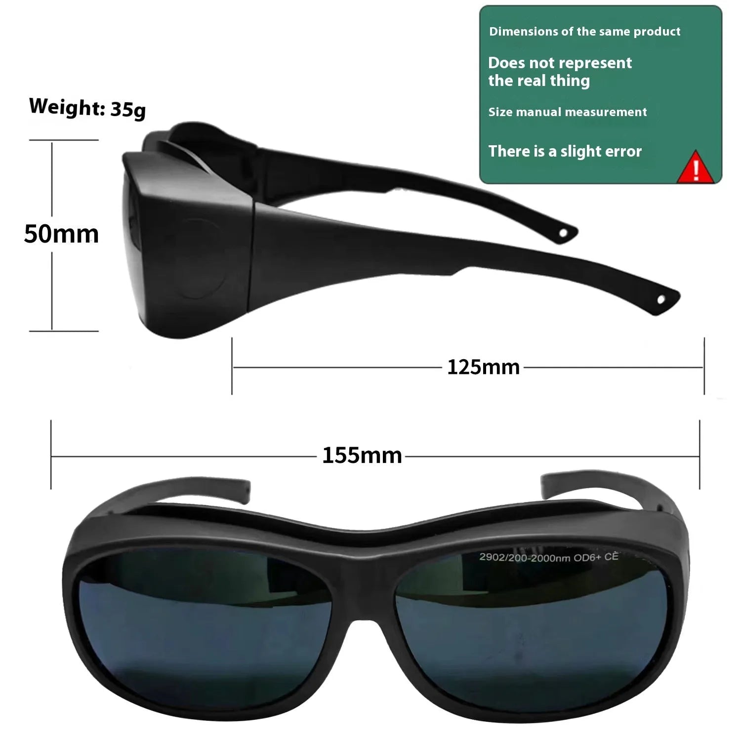 Photon skin rejuvenation and welding goggles with PC lenses for 200-2000nm laser protection