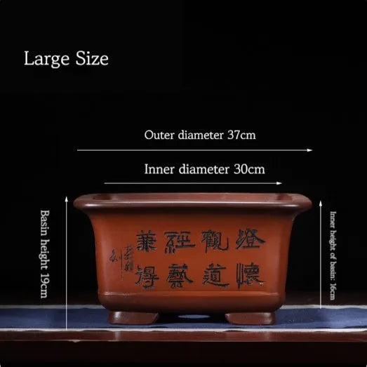 Extra large Chinese style purple clay plant pot for indoor flowers and plants