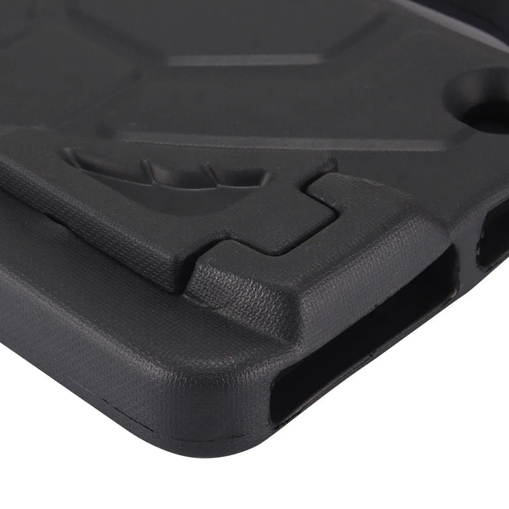 Little Devil EVA anti-drop flat case for Kindle Fire 7 2015/2017, in black colour, showing hand-held design with stand