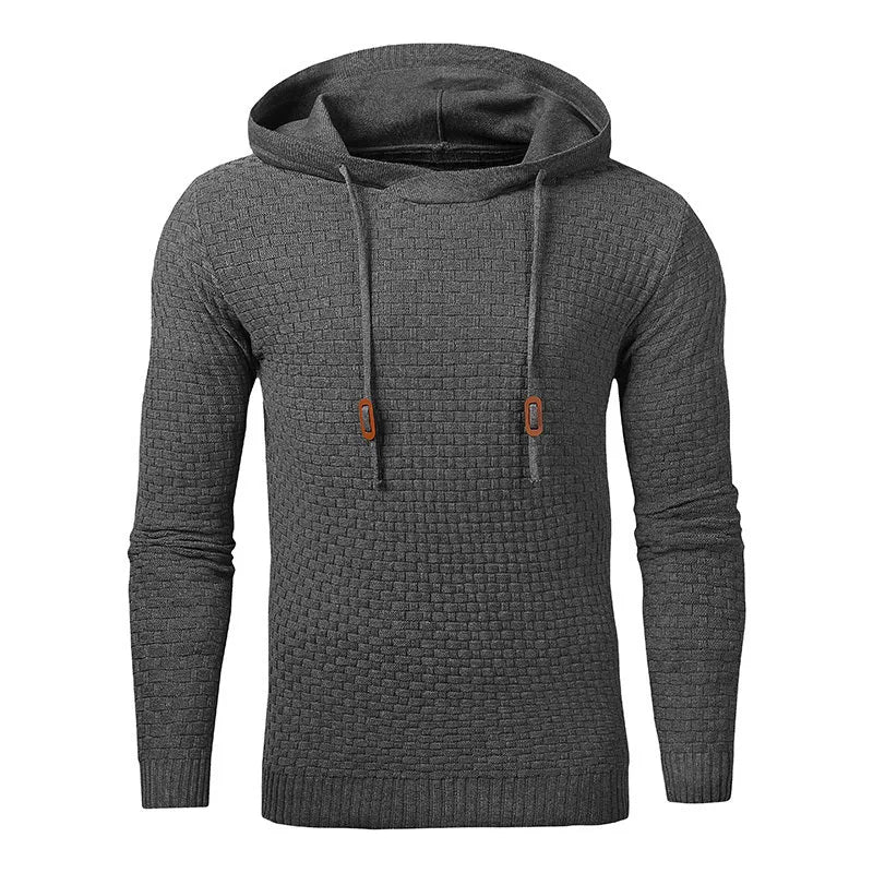 Men's hooded sweatshirt in a cotton-polyester blend shown in one of nine available colours.