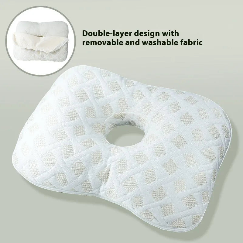 Beauty salon single hole ear pillow measuring 39x28x6cm in new Chinese style with polyester fibre filling.