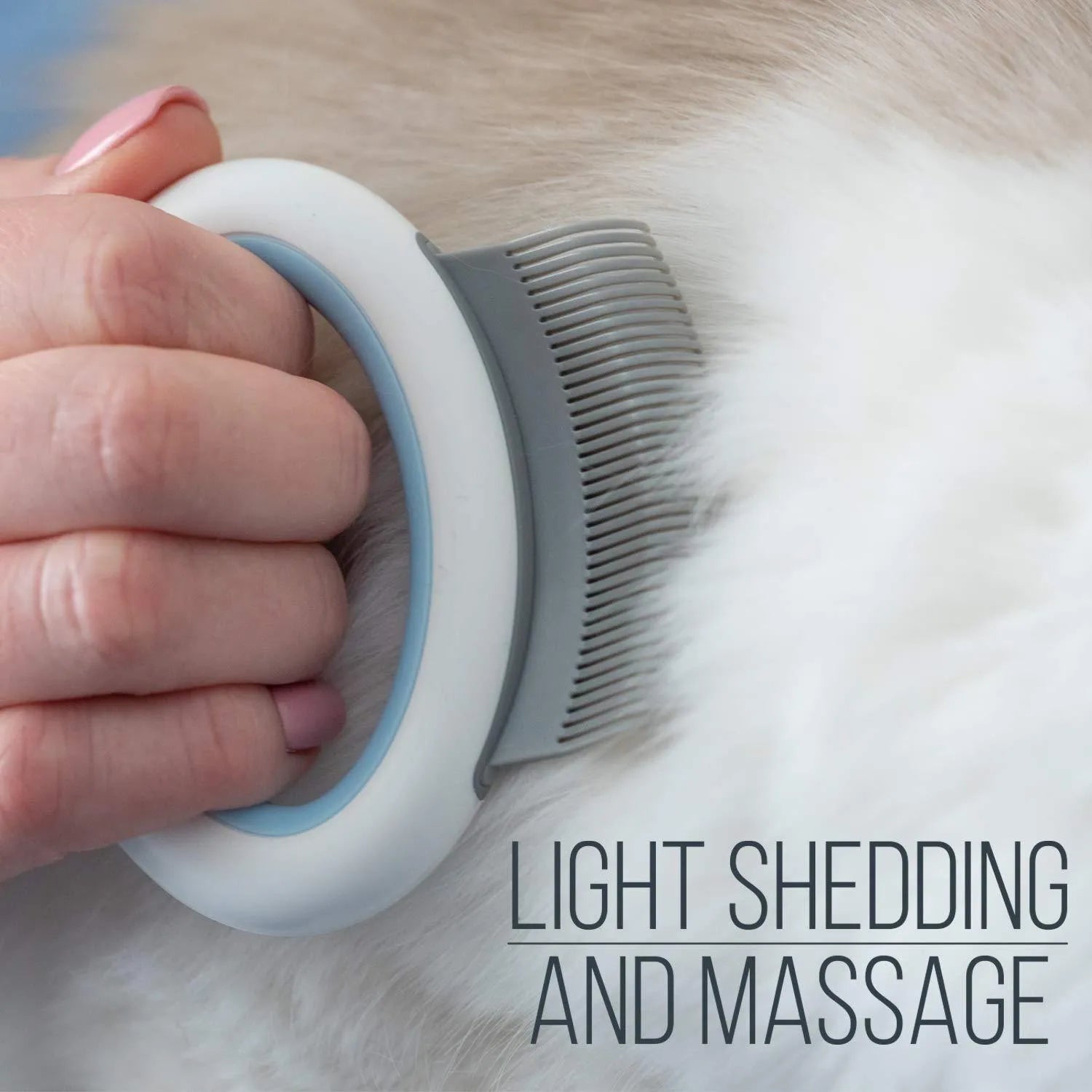 Pet grooming comb with soft teeth for cats and dogs in blue, green or pink colours