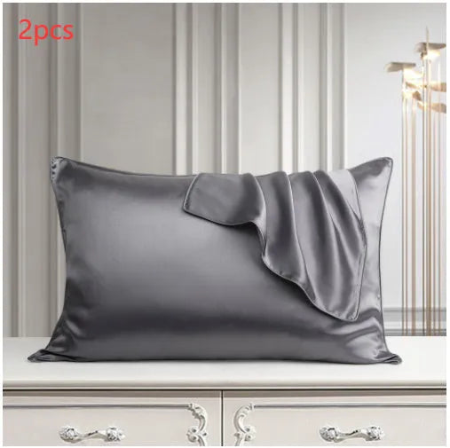 100% mulberry silk single pillowcase in 48x74cm size with inlaid rope weave, shown in Bean Paste Purple.