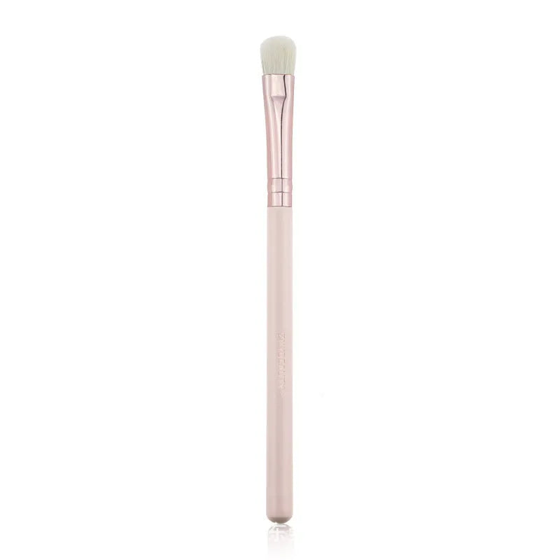 26 pink makeup brushes with wool bristles and wooden handles in PU storage bag