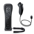 Wii wireless left and right gamepad controller set showing black, light blue, pink, red and white colour options