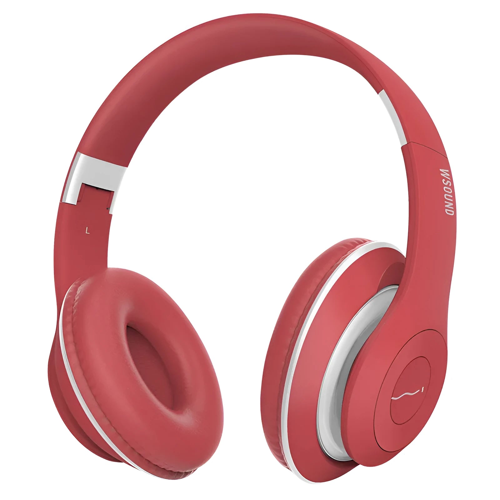 Blue and red Bluetooth wireless stereo headset with bilateral earpieces for hands-free use