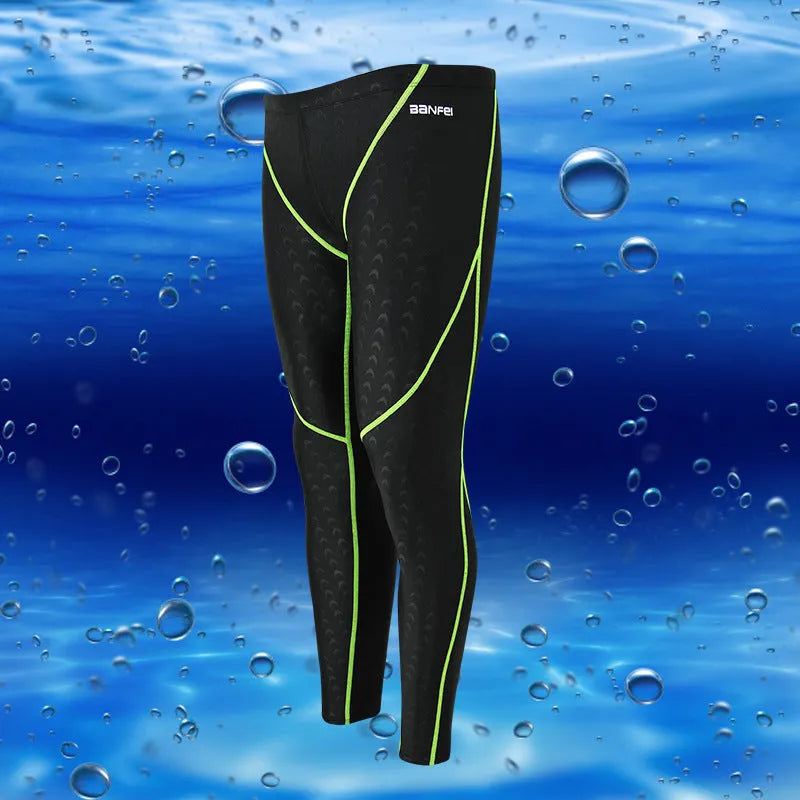 Men's nylon cropped swimming trunks in briefs style with colour line detailing