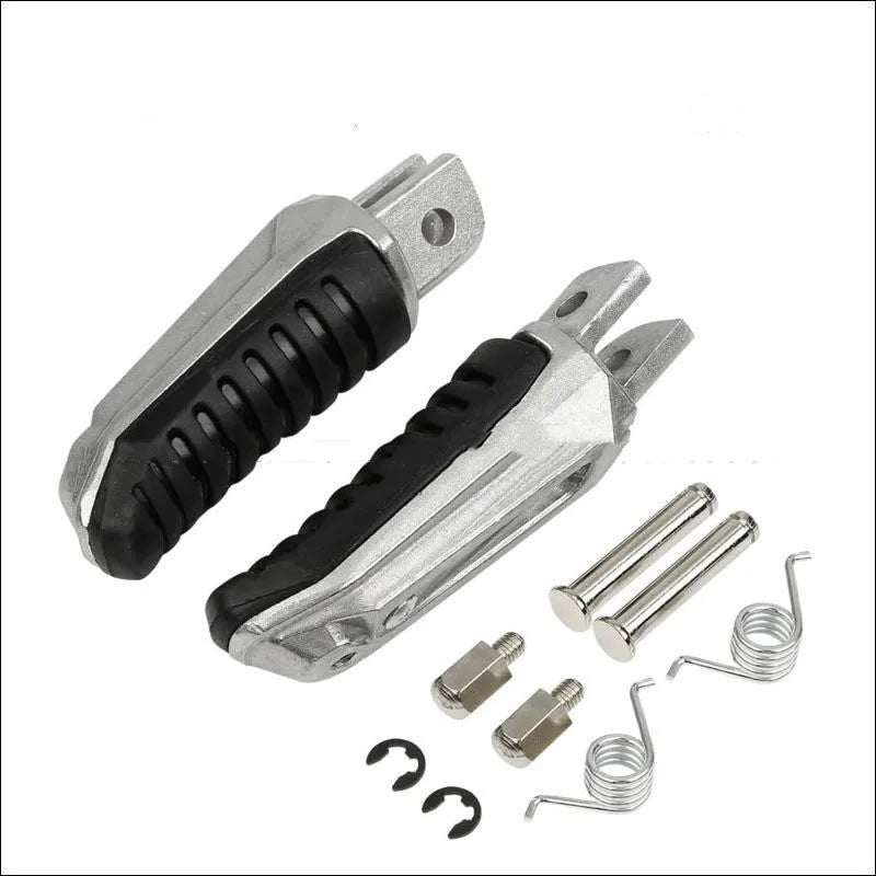 Black aluminium alloy motorcycle footpegs for Suzuki GSX1300R Hayabusa and V-Strom models