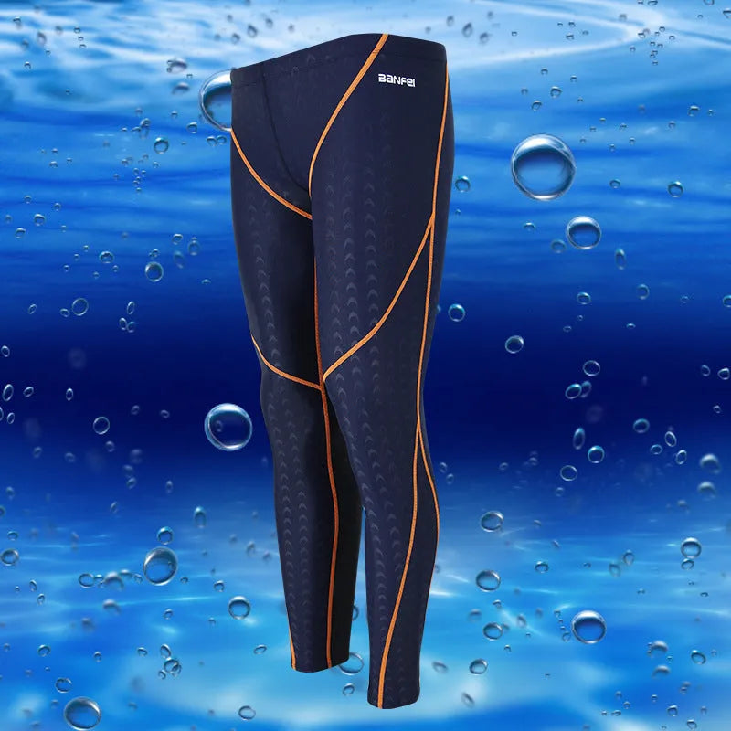 Men's nylon cropped swimming trunks in briefs style with colour line detailing