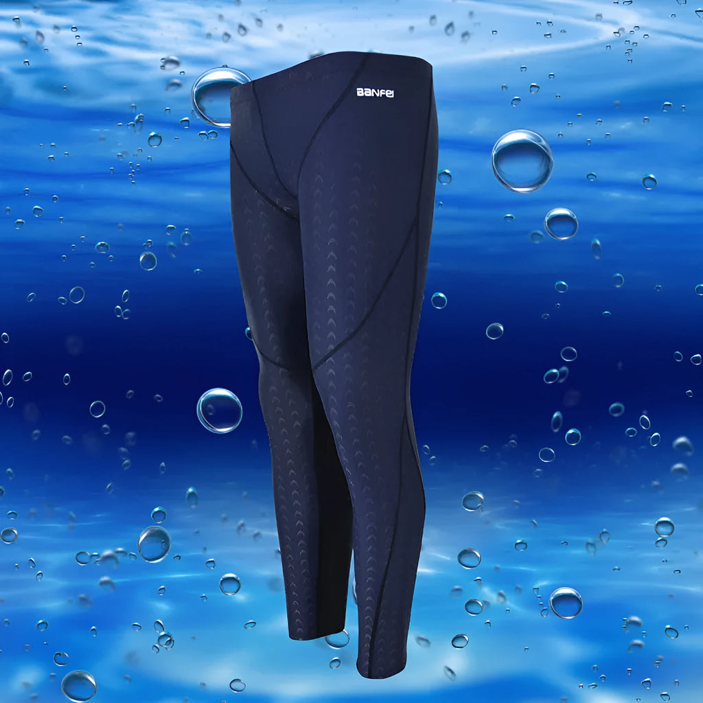 Men's nylon cropped swimming trunks in briefs style with colour line detailing