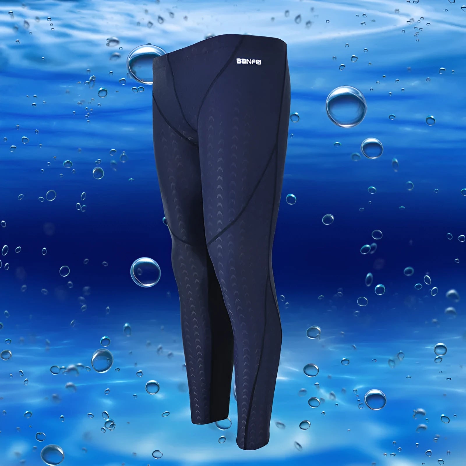 Men's nylon cropped swimming trunks in briefs style with colour line detailing