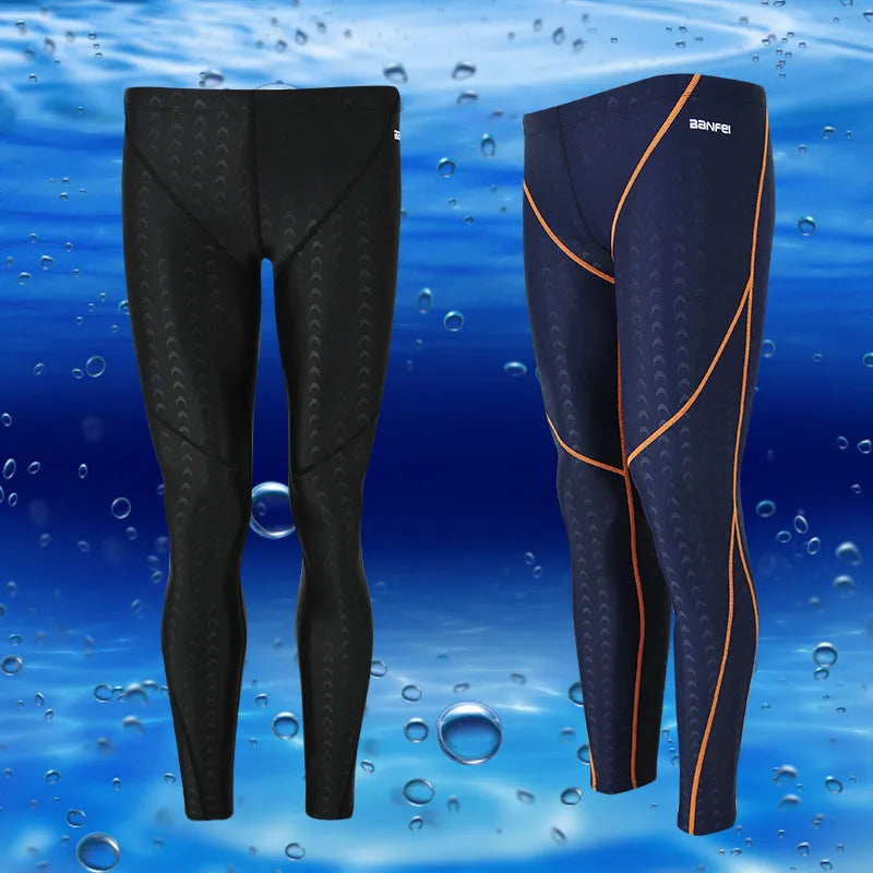 Men's nylon cropped swimming trunks in briefs style with colour line detailing
