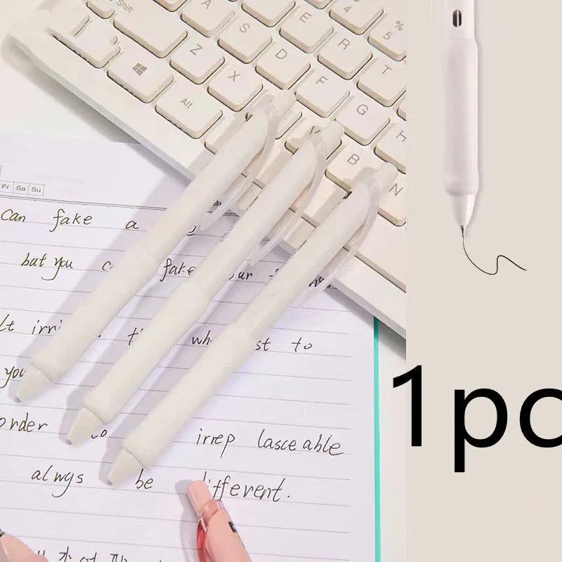 Macaron colour press gel pen with 0.5mm tip showing three refill options: smoked brown, smoked powder, smoked white
