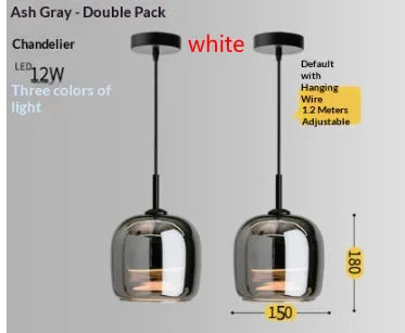 Modern minimalist pendant light with 150mm ashtray shade offering LED three-color dimming for bedroom or study.