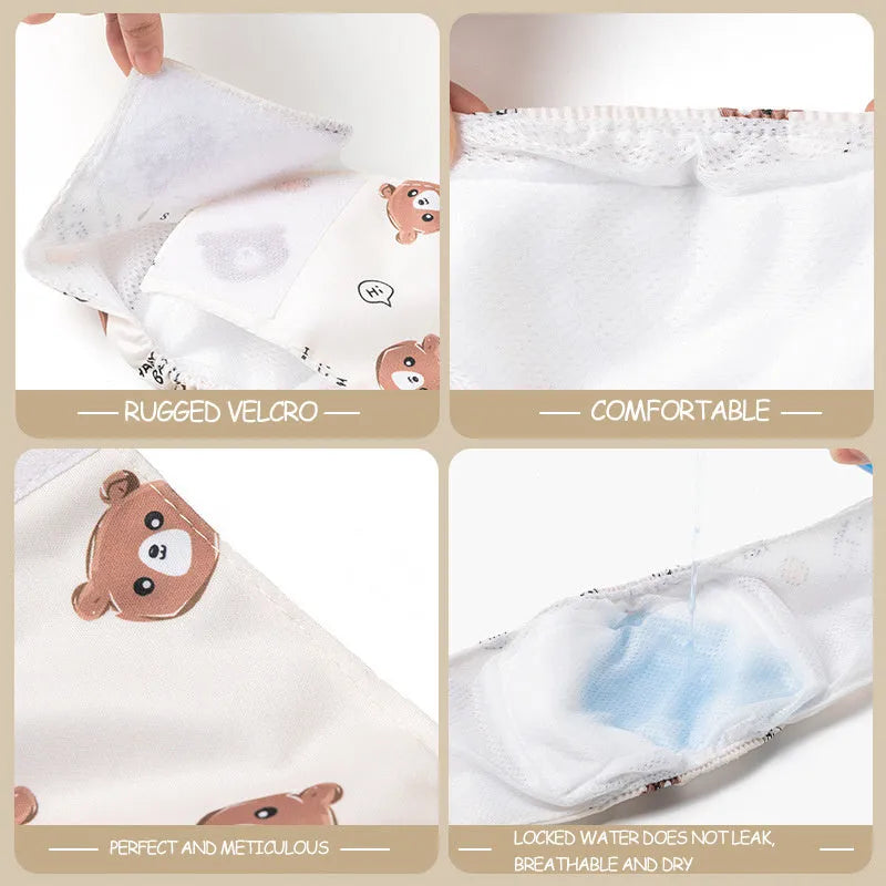 Cartoon bone paw print reusable dog nappy belly band with elastic waistband and fastener tape