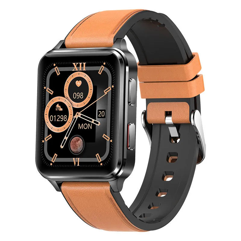 Multi-sport smartwatch with a 1.7-inch blue touchscreen on a silicone wristband.