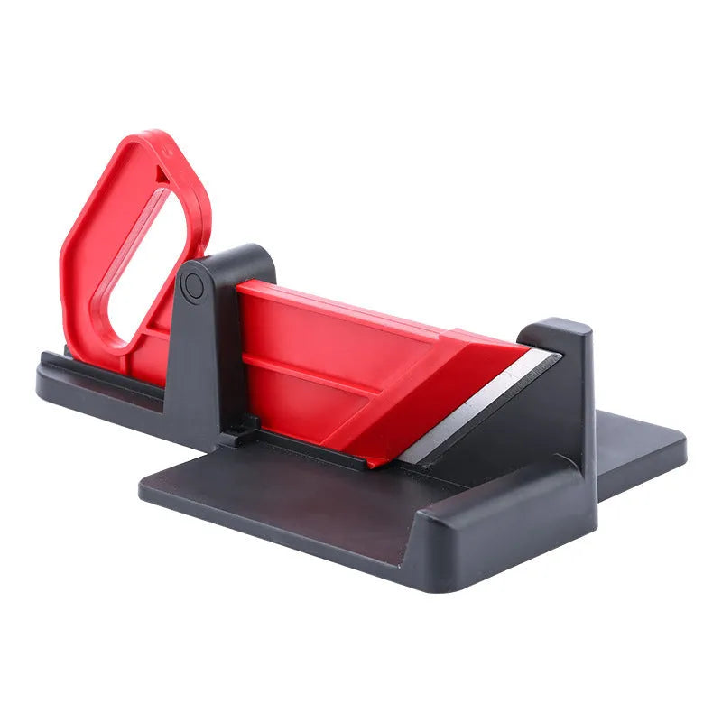 Green plastic vegetable cutter with stainless steel blades for cutting carrots and potatoes