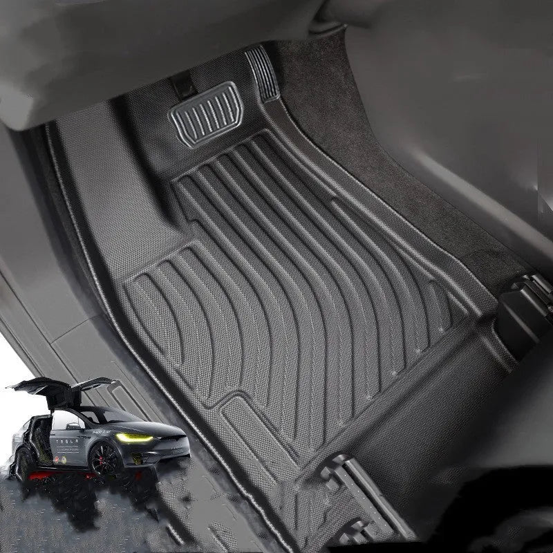 TPE rubber waterproof floor mats and trunk liner for Tesla Model X interior protection