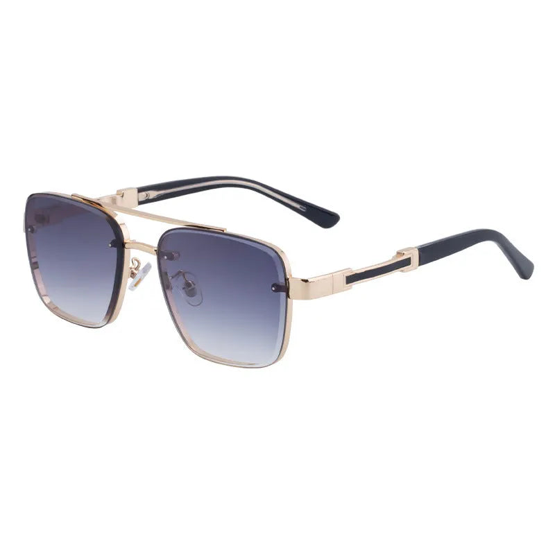 Men's vintage sunglasses with UV400 lenses in gold gradient blue colour on a PC frame.