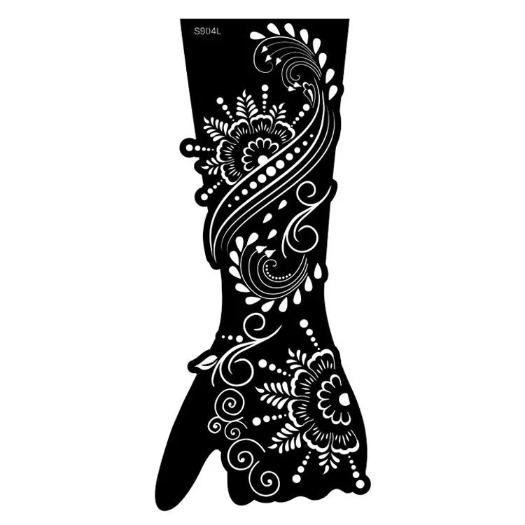 Geometric hollow template tattoo stickers showing intricate cut-out patterns for tattoo stencil applications