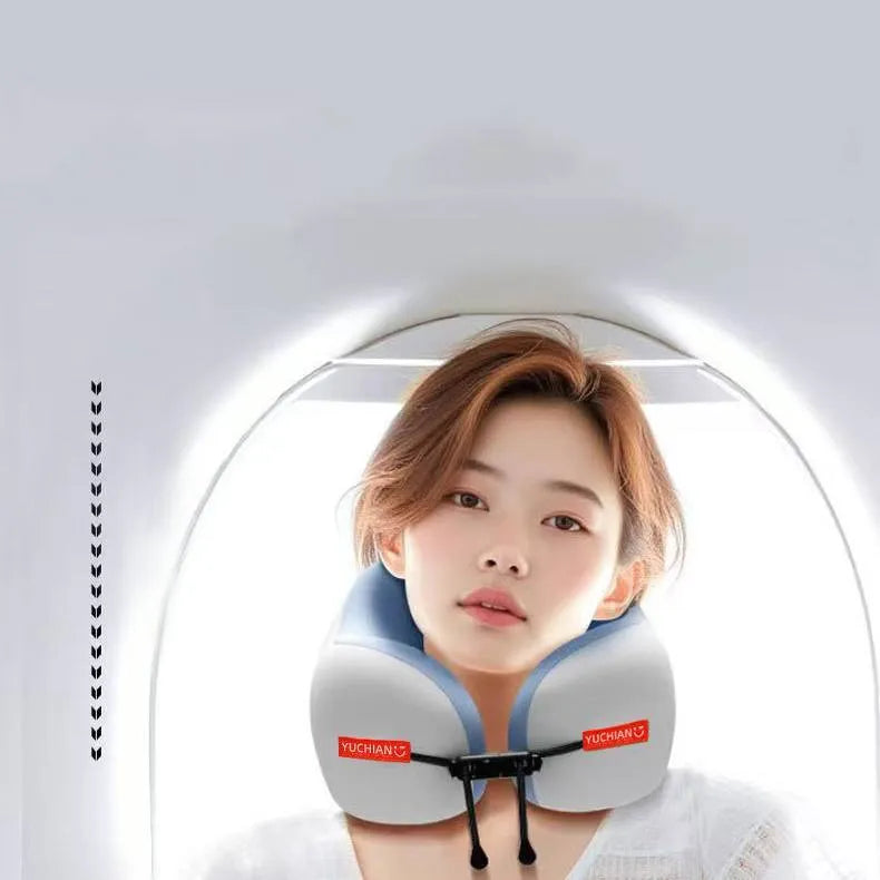 Memory Foam U-shaped Travel Pillow in Mint Green with Neck Support Design
