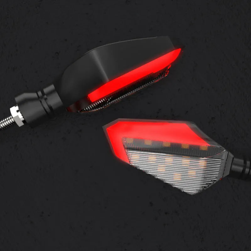 L16 Beast Spirit LED turn signal light for off-road motorcycle, plastic and acrylic construction, hook-shaped daytime running light.