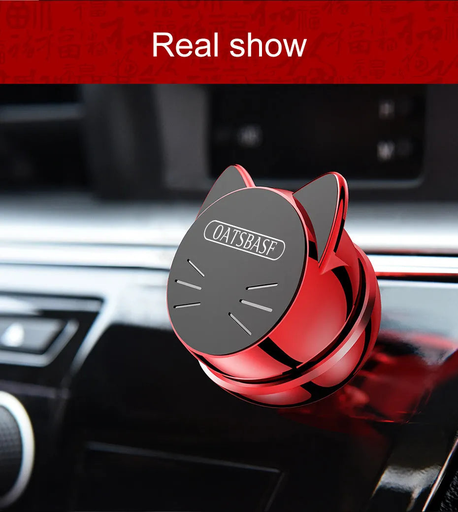 OATSBASF universal magnetic car phone holder with 360-degree rotation in black, white, and brilliant red