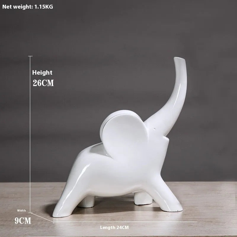 Resin elephant ornament figurine in modern style with rose gold or white finish for home decoration