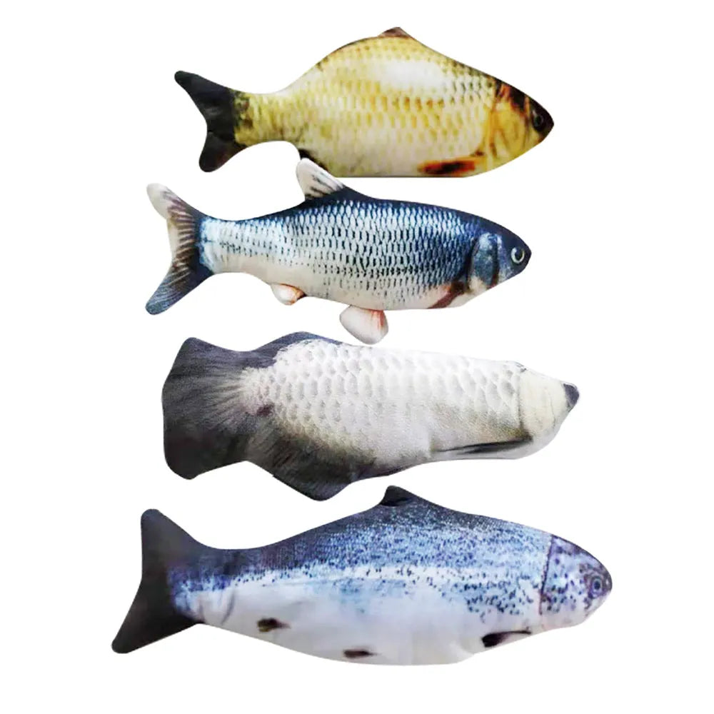 Multicolour electronic jumping fish cat toy with USB charging cable, 30cm length