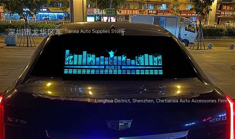 Car voice control rhythm light with 90cm electroluminescent panel showing themed design