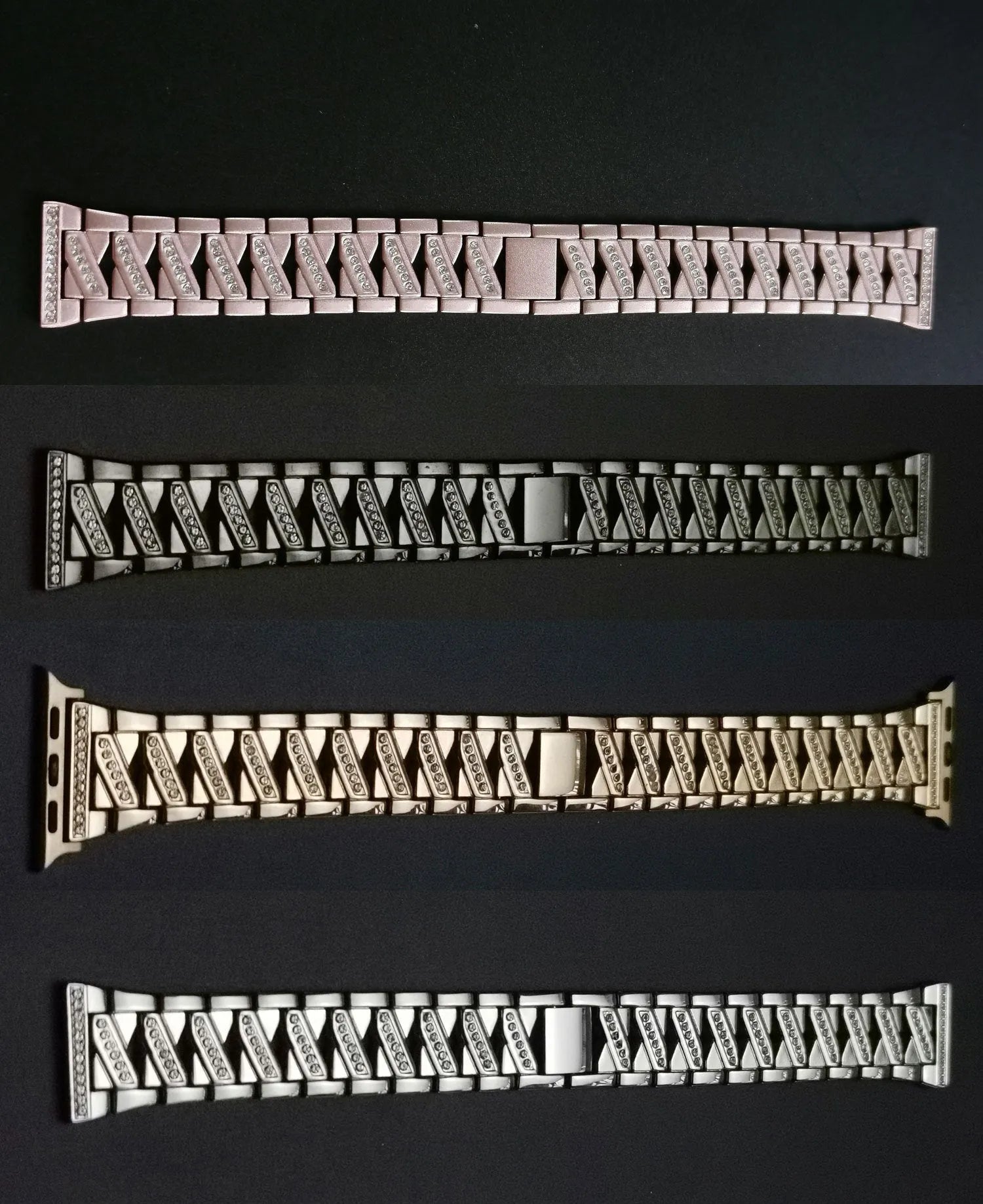 Stainless steel metal diamond watch band for Apple Watch 38mm 42mm in silver colour