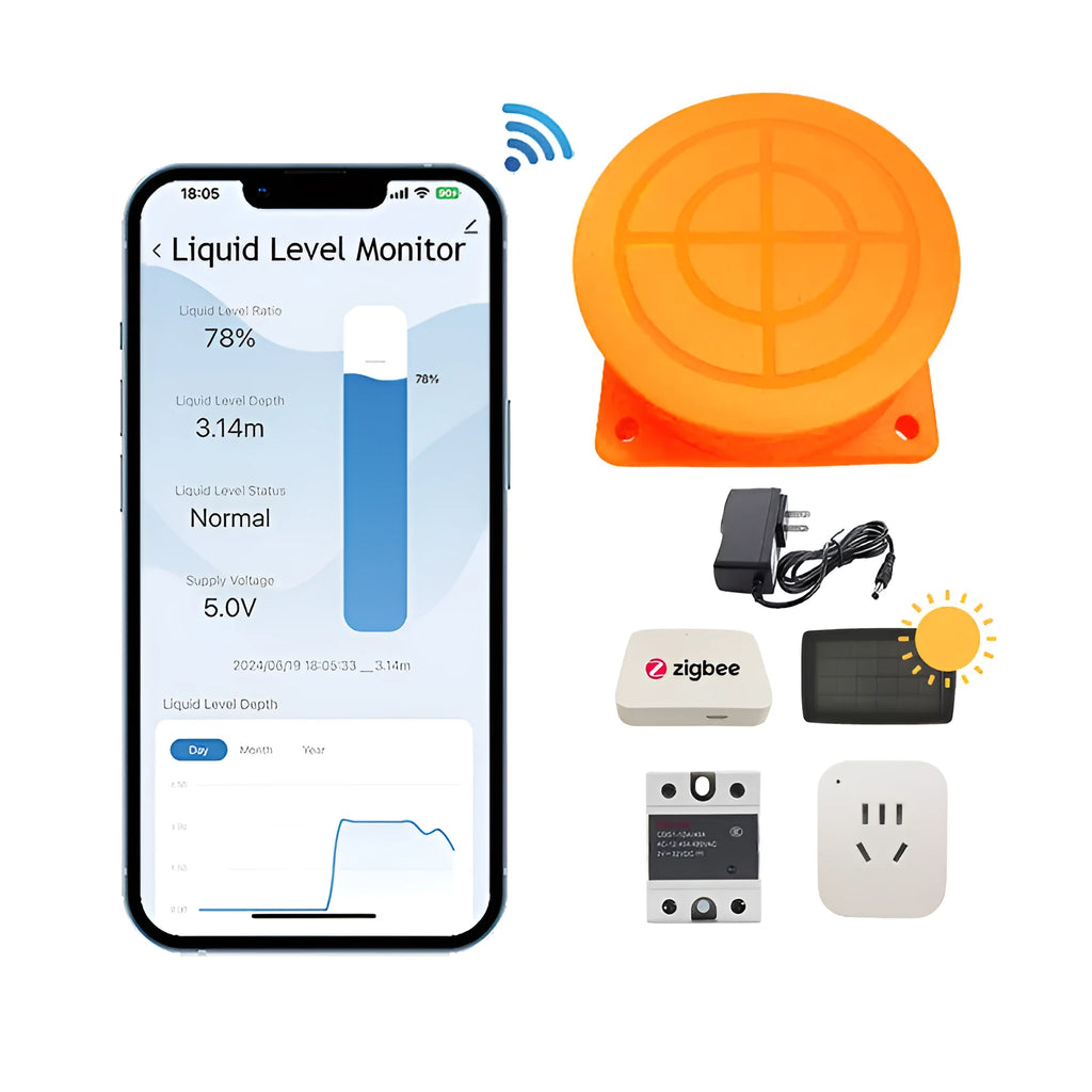 Moray ME201W wireless fluid level monitor sensor for water and fuel tanks with mobile app remote control.