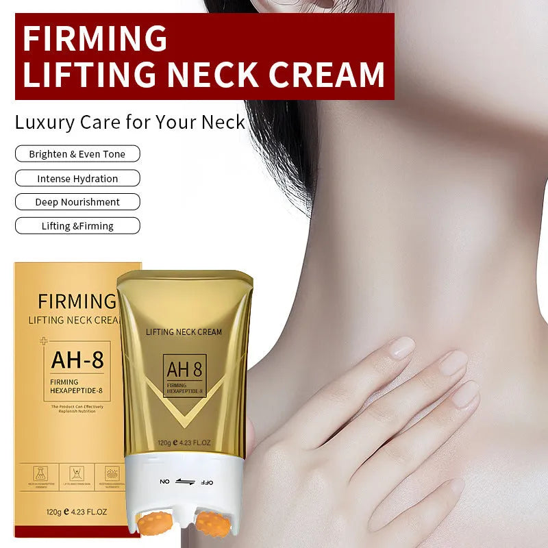 Roller neck cream in 120g tube with integrated massage applicator for wrinkle treatment