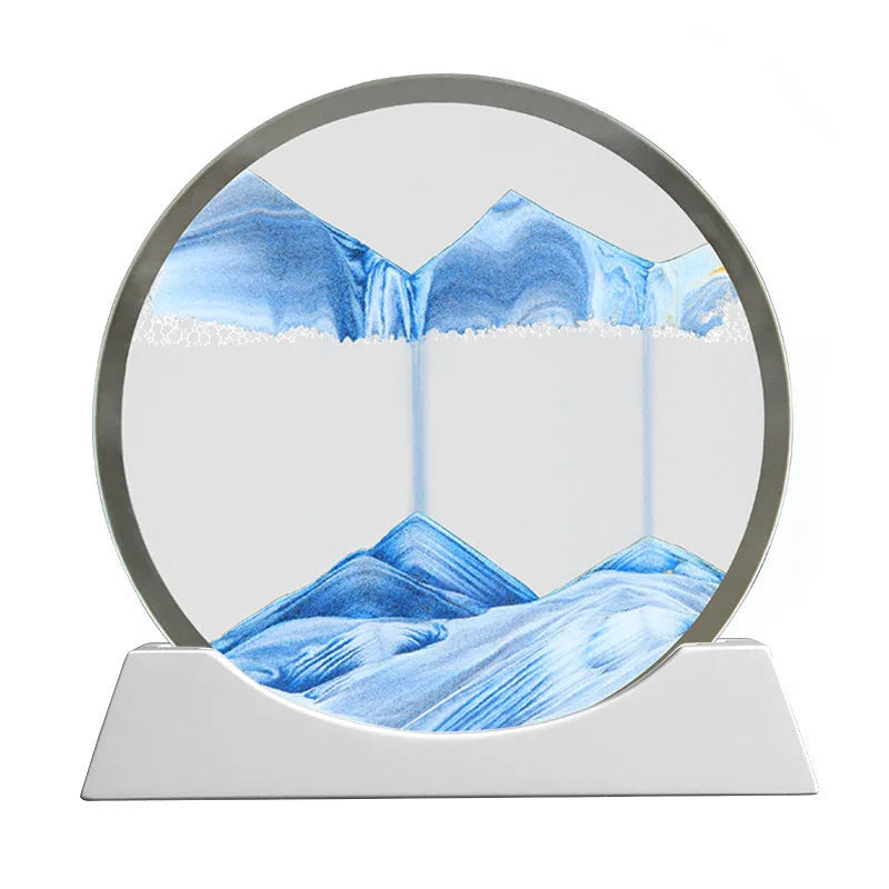 Small quicksand painting night lamp with rotary abstract decoration on desktop