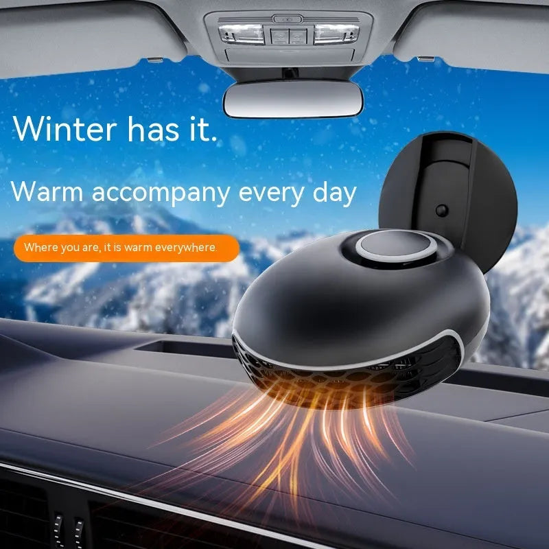 Black car warm air blower heater with 130cm cable for 12V or 24V vehicle defrosting