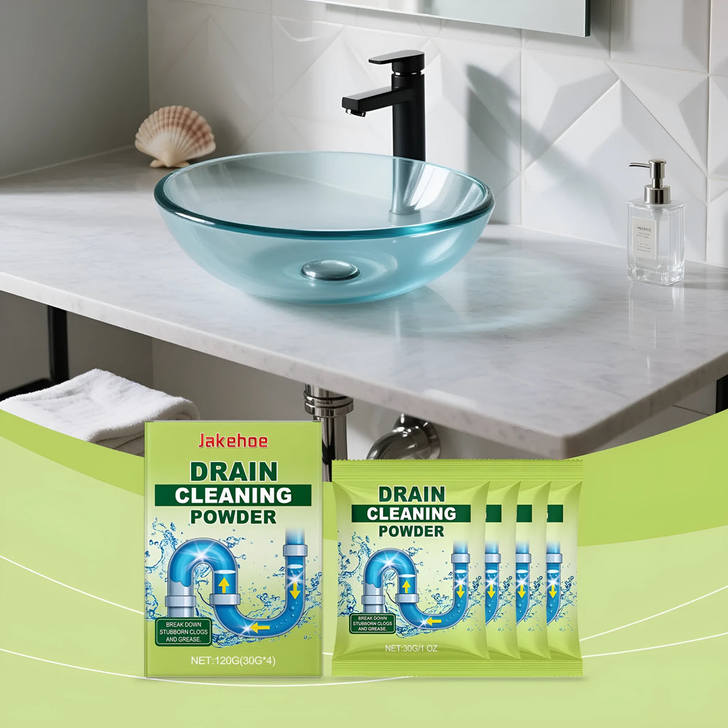 120g packet of drain cleaning powder with sodium hydroxide for blocked sinks