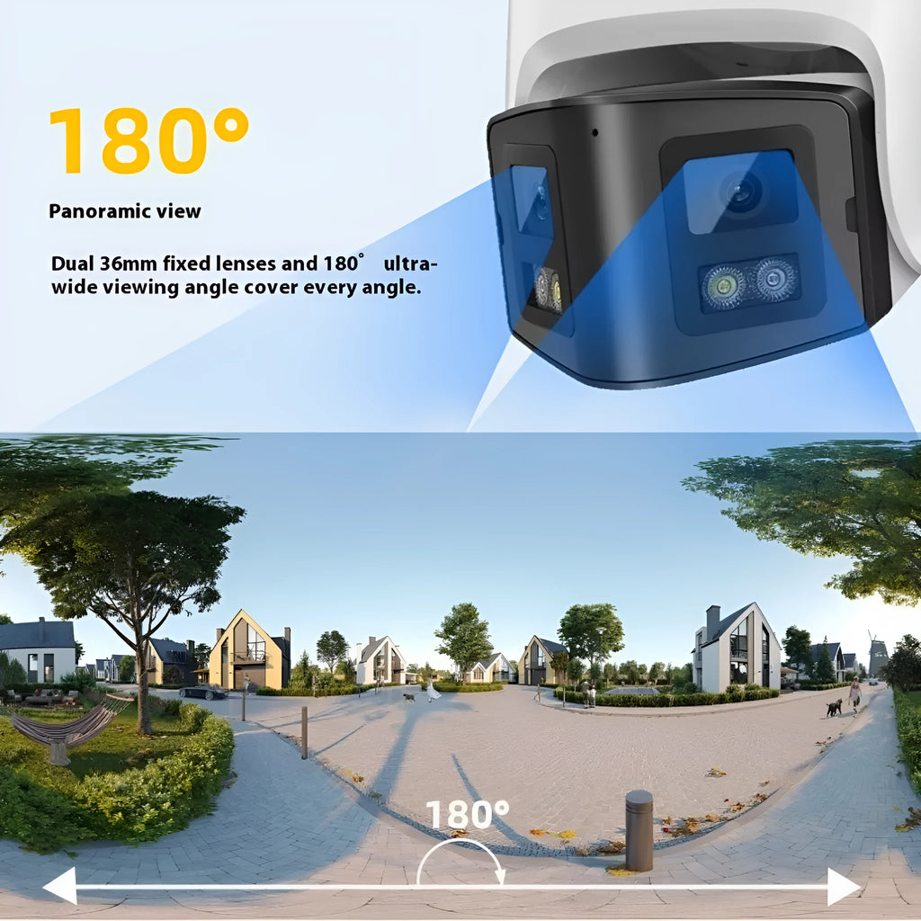 4MP dual-lens IP66 waterproof security camera with pan-tilt-zoom for indoor outdoor surveillance