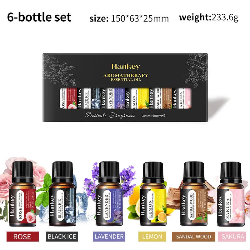Boxed water-soluble aromatherapy essential oil set for air freshening with multiple bottle options