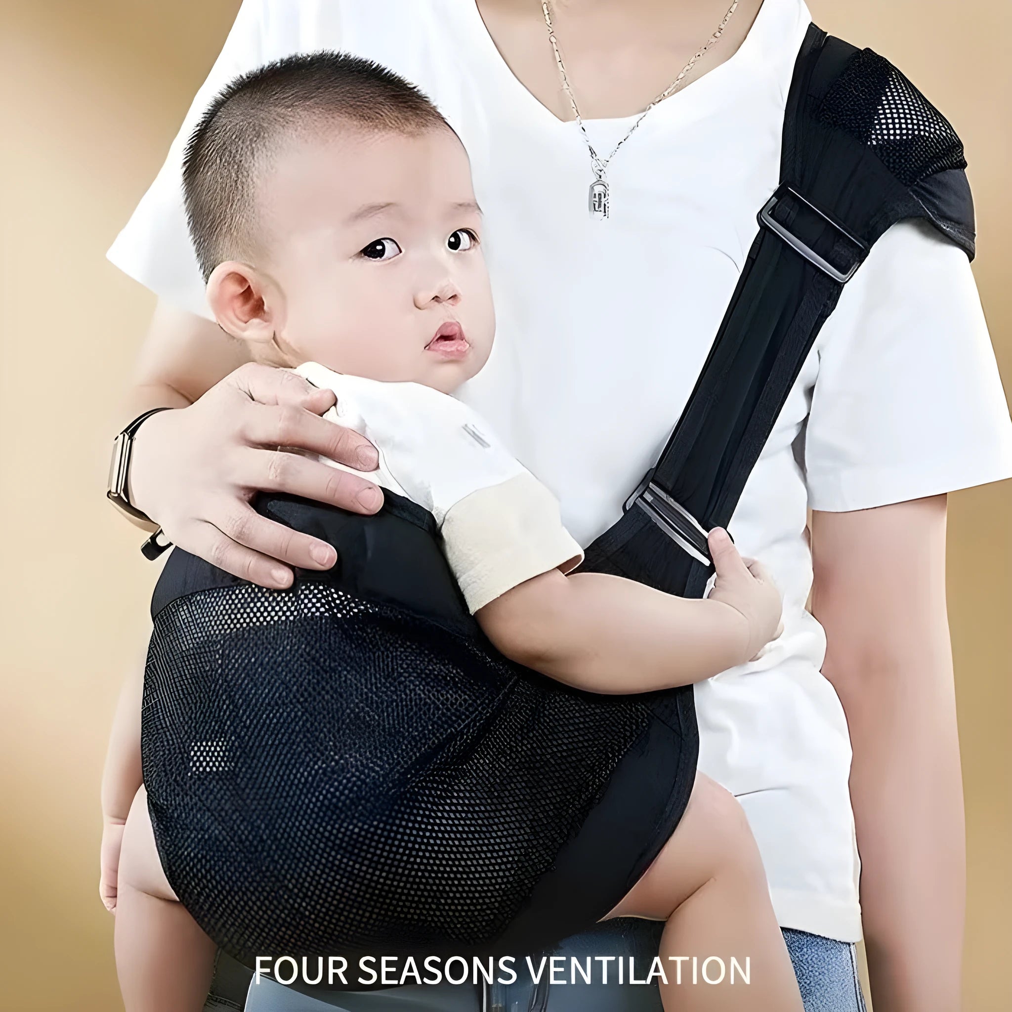 Baby waist stool carrier in cloth material with 25kg load capacity for children 1-48 months